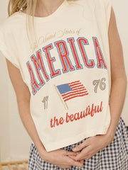 America Wave Arch Off White Tank