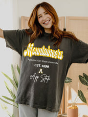 App State Letterman Black Thrifted Tee