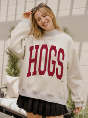 Arkansas Hogs Tall Boy Gray Mock Neck Reversible Sweatshirt