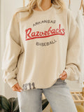 Arkansas Razorbacks Baseball Stencil Sand Thrifted Sweatshirt