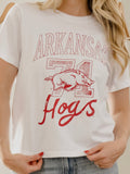 Arkansas Razorbacks Club Mascot White Ellie Perfect Tee