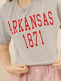 Arkansas Razorbacks College Block Puff Ink Gray Cropped Tee