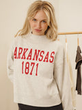 Arkansas Razorbacks College Block Puff Ink Gray Mock Neck Hi-Dive Sweatshirt