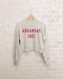 Arkansas Razorbacks College Block Puff Ink Gray Mock Neck Hi-Dive Sweatshirt