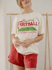 Arkansas Razorbacks Football Field Off White Thrifted Tee