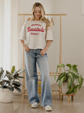 Arkansas Razorbacks Football Stencil Off White Cropped Tee