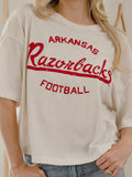 Arkansas Razorbacks Football Stencil Off White Cropped Tee