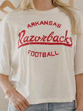 Arkansas Razorbacks Football Stencil Off White Cropped Tee