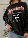 Arkansas Razorbacks Letterman Charcoal Chrome Hi Dive Sweatshirt