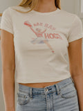 Arkansas Razorbacks Rah Rah Off White Micro Cropped Tee