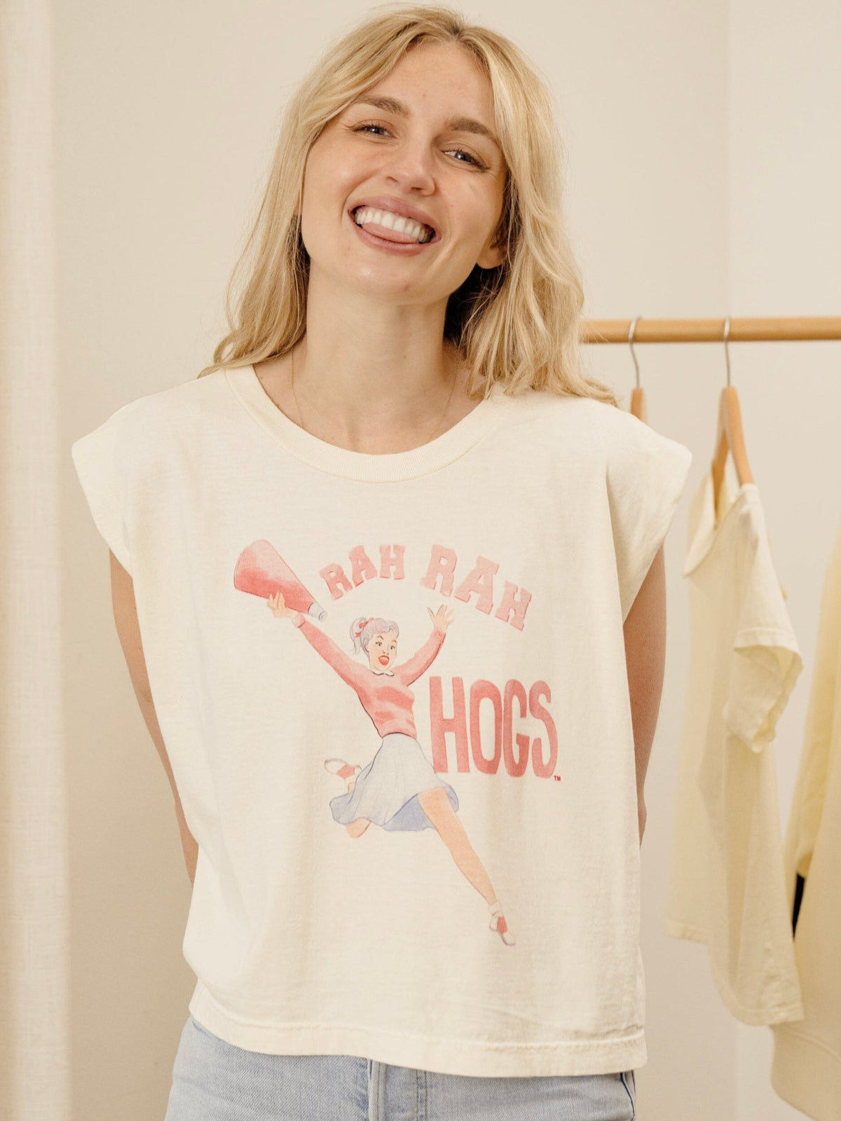 Arkansas Razorbacks Rah Rah Off White Tank