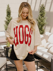 Arkansas Razorbacks Tall Boy Off White One Size Tee