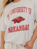 Arkansas Razorbacks Vintage Sport Ash Gray Thrifted Tee