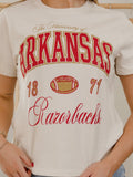 Arkansas Razorbacks Wave Arch Vintage White Ellie Perfect Tee