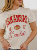 Arkansas Razorbacks Wave Arch Vintage White Ellie Perfect Tee