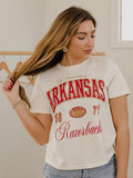 Arkansas Razorbacks Wave Arch Vintage White Ellie Perfect Tee