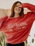 ASU Red Wolves Established Bows Red Corded Crew Sweatshirt