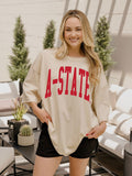 ASU Red Wolves Tall Boy Off White One Size Tee