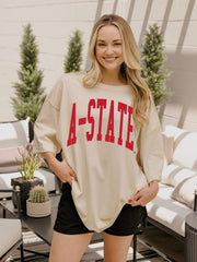 ASU Red Wolves Tall Boy Off White One Size Tee