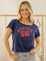 Auburn Tigers College Arch Navy Off Shoulder Tee