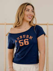 Auburn Tigers College Arch Navy Off Shoulder Tee