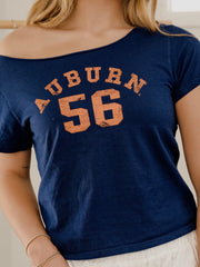 Auburn Tigers College Arch Navy Off Shoulder Tee