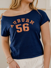 Auburn Tigers College Arch Navy Off Shoulder Tee
