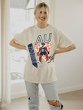 Auburn Tigers Courtside Basketball Off White Thrifted Tee