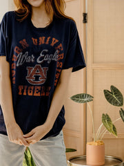 Auburn Tigers Draft Navy Thrifted Tee