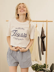 Auburn Tigers Football Stencil Off White Cropped Tee