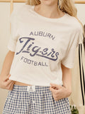 Auburn Tigers Football Stencil Off White Cropped Tee