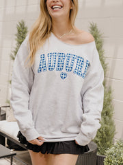 Auburn Tigers Gingham Heart Ash Gray Flashdance Sweatshirt