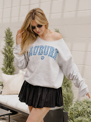 Auburn Tigers Gingham Heart Ash Gray Flashdance Sweatshirt