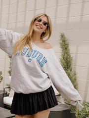 Auburn Tigers Gingham Heart Ash Gray Flashdance Sweatshirt