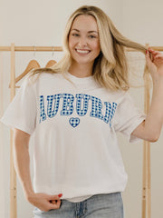 Auburn Tigers Gingham Heart White Tee