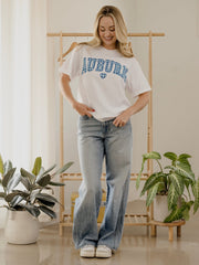 Auburn Tigers Gingham Heart White Tee