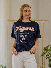 Auburn Tigers Letterman Navy Thrifted Tee