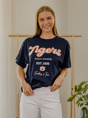 Auburn Tigers Letterman Navy Thrifted Tee
