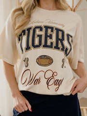 Auburn Tigers Wave Arch Off White Thrifted Tee