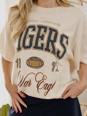 Auburn Tigers Wave Arch Off White Thrifted Tee