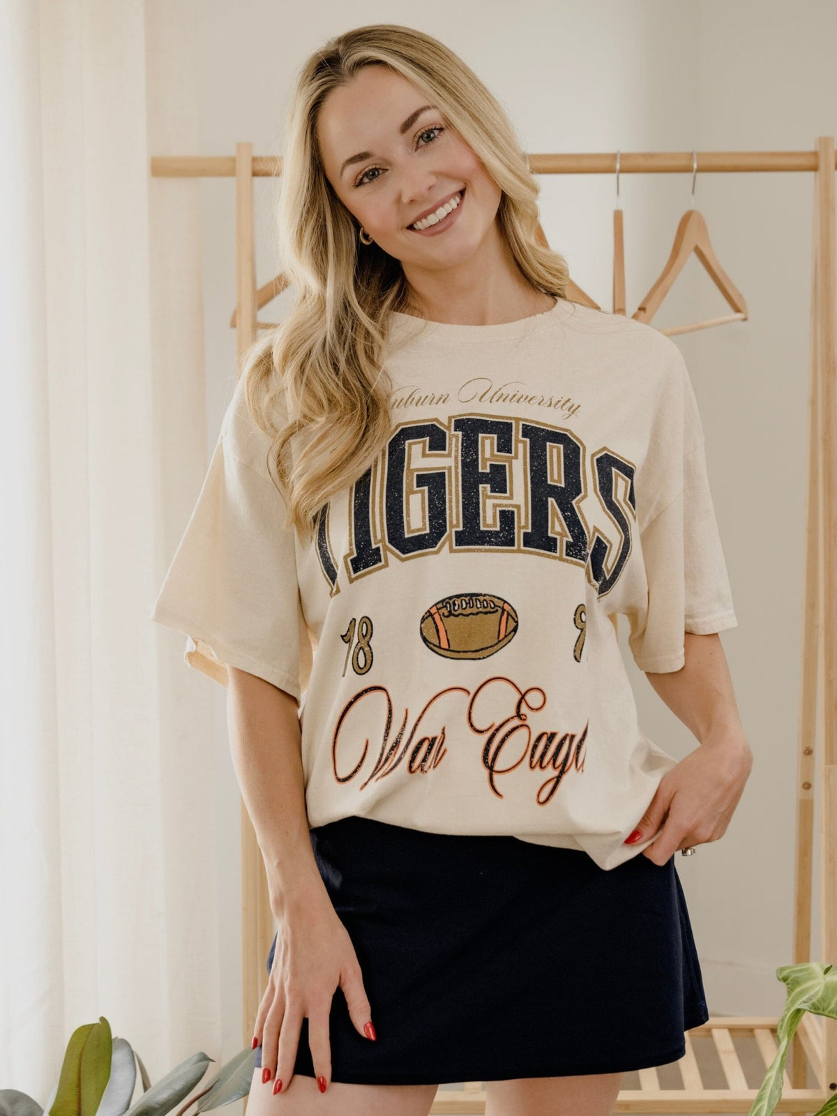 Auburn Tigers Wave Arch Off White Thrifted Tee