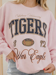 Auburn Tigers Wave Arch Pink Thrifted Sweatshirt