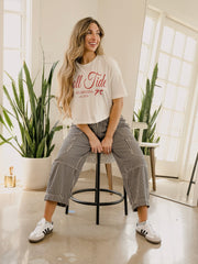 Bama Established Bows Off White Cropped Tee