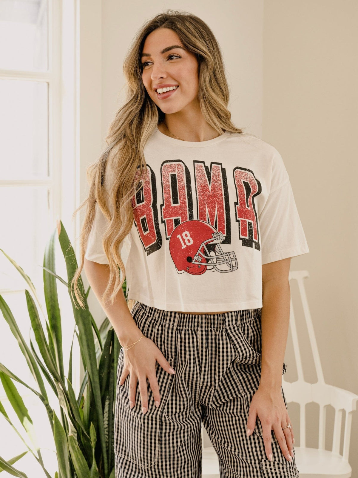 Bama Helmet Fade Off White Cropped Tee