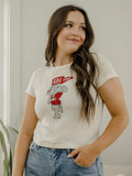Bama Mascot Flag Off White Micro Cropped Tee