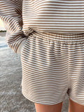 Brown and White Big Striped Shorts