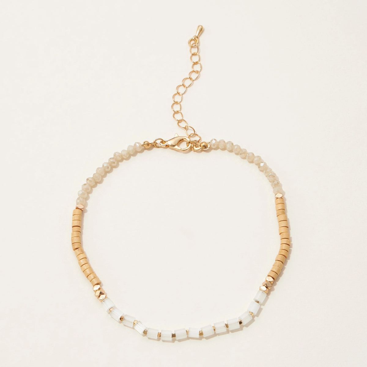 Wood and Glass Beaded Anklet