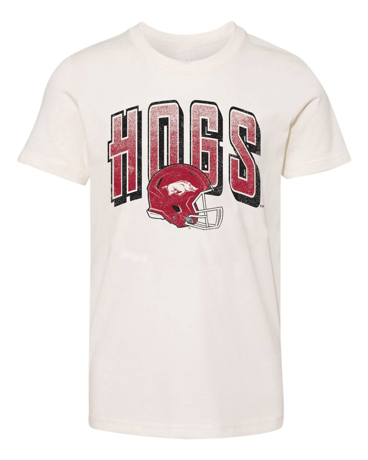 Children's Arkansas Razorbacks Helmet Fade Off White Tee