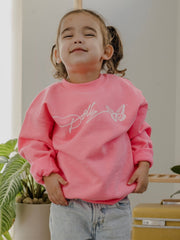 Children's Dolly Parton Signature Script Butterfly Dark Pink Sweatshirt