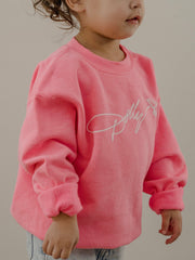 Children's Dolly Parton Signature Script Butterfly Dark Pink Sweatshirt